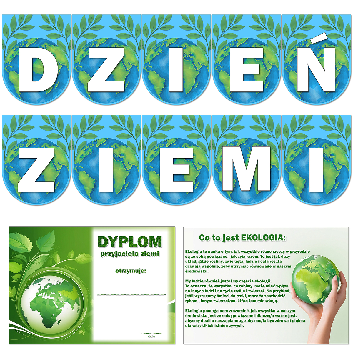 Dzień Ziemi <br> Wielki Zestaw Dekoracji <br>i Kart Pracy EKO - obrazek 2