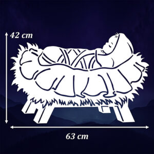Jezusek w żłobie <br> Dekoracja na Jasełka XXXL <br> Scenografia Wielkoformatowa (biały)