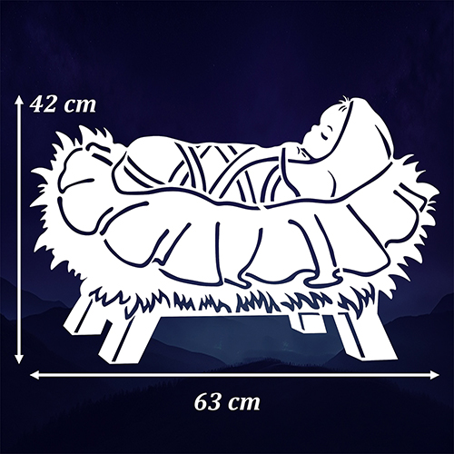 Jezusek w żłobie <br> Dekoracja na Jasełka XXXL <br> Scenografia Wielkoformatowa (biały)