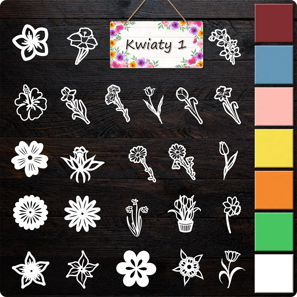 Kwiaty 1 <br> Gotowe Dekoracje Witrażowe