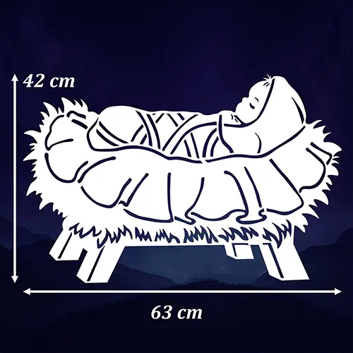 Jezusek w żłobie <br> Dekoracja na Jasełka XXXL <br> Scenografia Wielkoformatowa (biały)