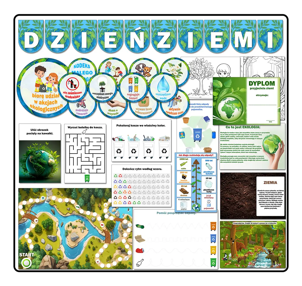 Dzień Ziemi <br> Wielki Zestaw Dekoracji <br>i Kart Pracy EKO