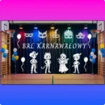 Biała dekoracja wielkoformatowa Bal Karnawałowy XXL - kompletny zestaw scenografii Edulisek