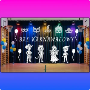 Biała dekoracja wielkoformatowa Bal Karnawałowy XXL - kompletny zestaw scenografii Edulisek