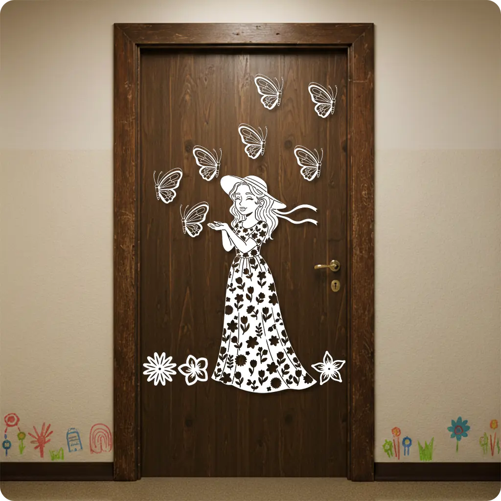 Pani Wiosna <br> Zestaw dekoracyjny na drzwi XXL (biały)