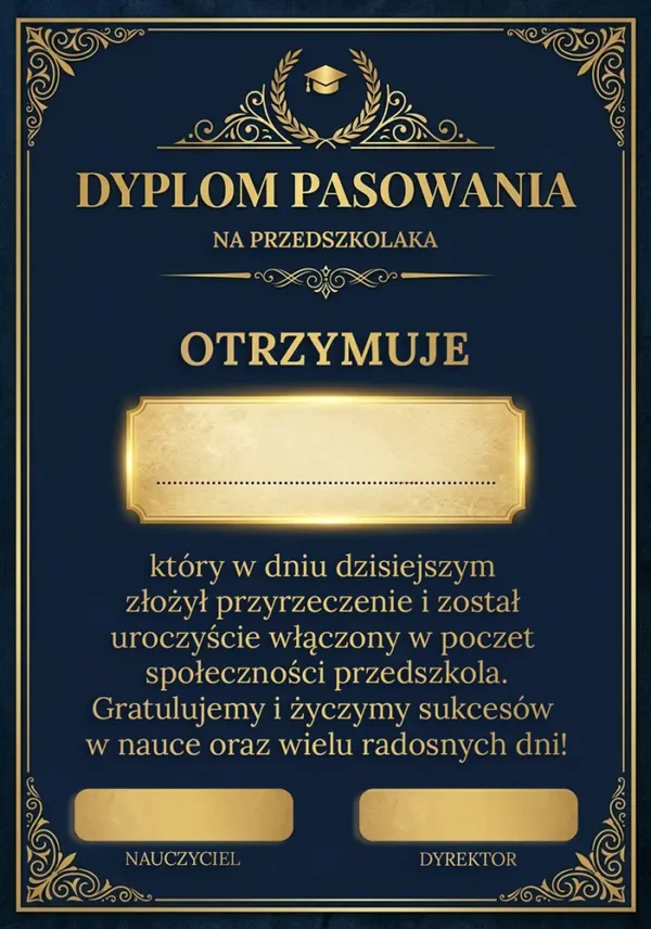 Dyplom Pasowania na Przedszkolaka - Wersja dla Chłopca i Dziewczynki - obrazek 3