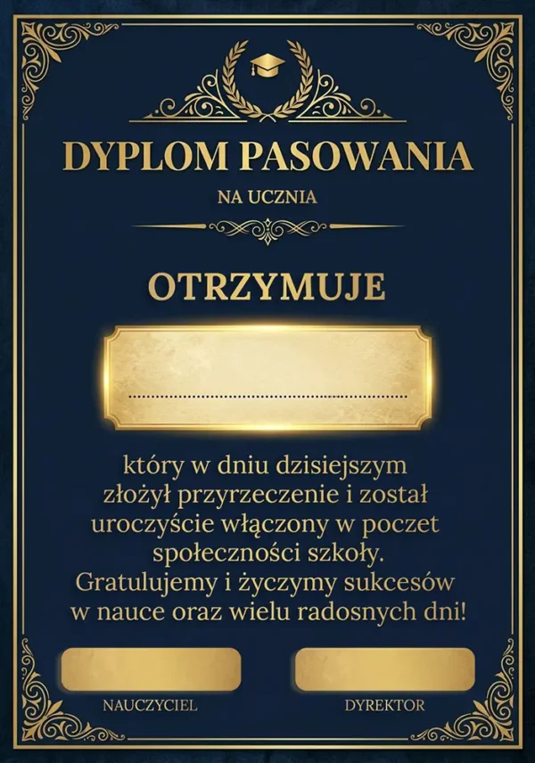Dyplom Pasowania na Ucznia - Wersja dla Chłopca i Dziewczynki - obrazek 3