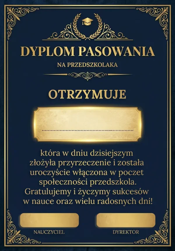 Dyplom Pasowania na Przedszkolaka - Wersja dla Chłopca i Dziewczynki - obrazek 2