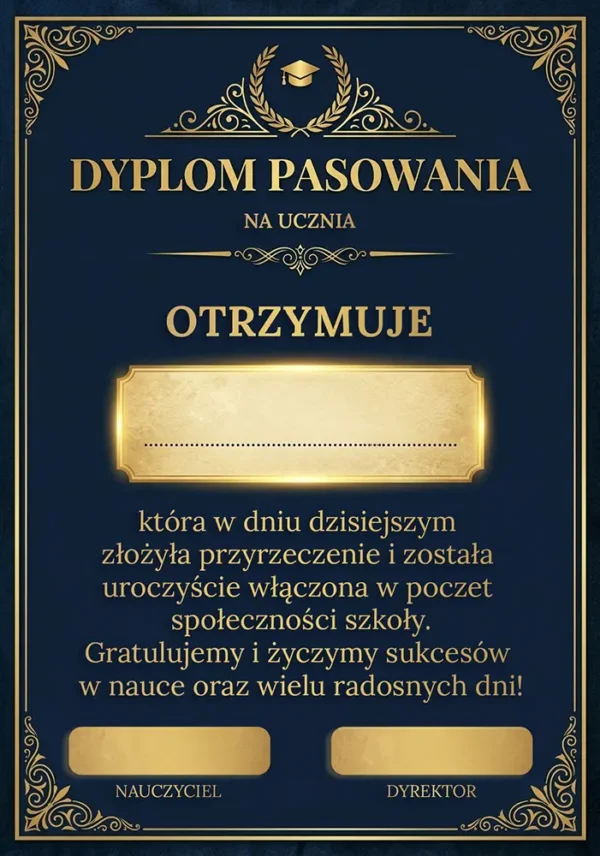 Dyplom Pasowania na Ucznia - Wersja dla Chłopca i Dziewczynki - obrazek 2